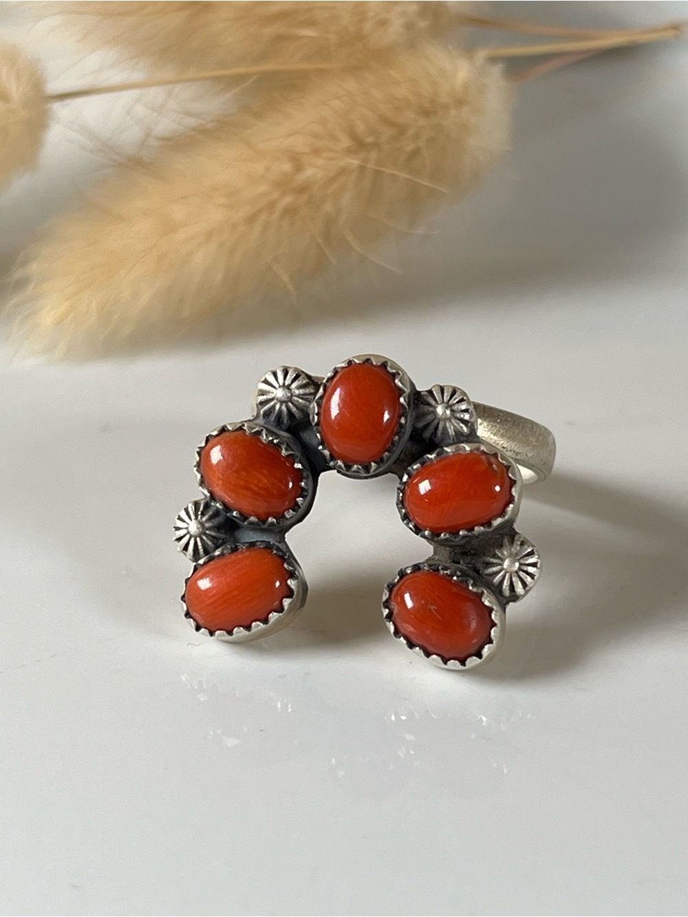 Solid Sterling Silver Carnelian Southwestern Naja Ring Adjustable Size 7.25 - Picture 9 of 9